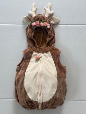 Baby Reindeer Fawn Hooded Costume with Floral Detail Toddler Size 24 Months